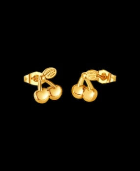 mini gold cherry studs✨